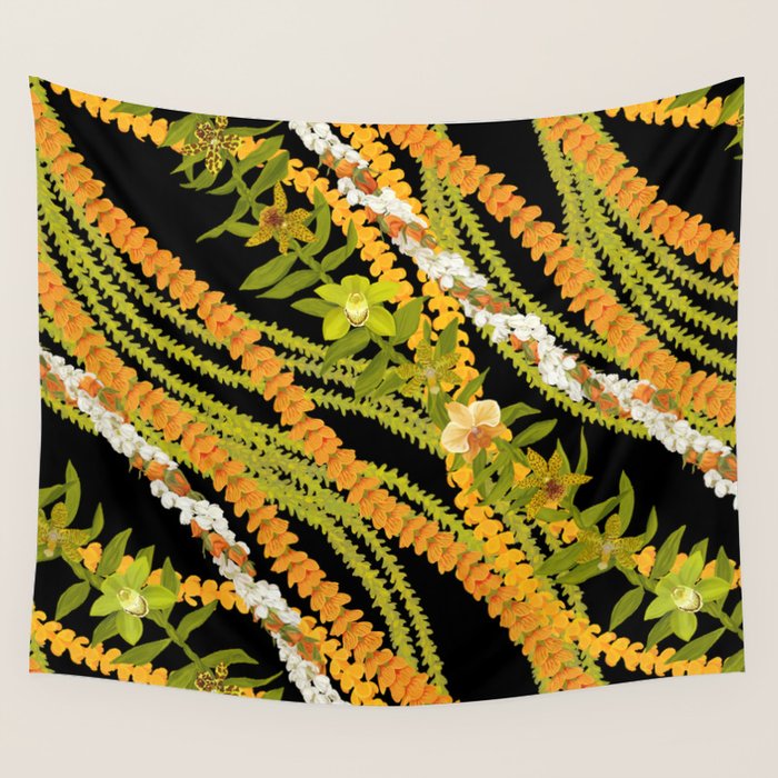 Diagonal Lei with more pakalana to add more green to the design Wall Tapestry Gallery Image 4