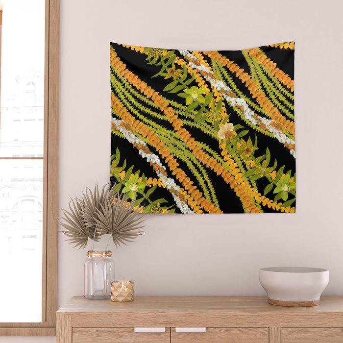 Diagonal Lei with more pakalana to add more green to the design Wall Tapestry Gallery Image 2