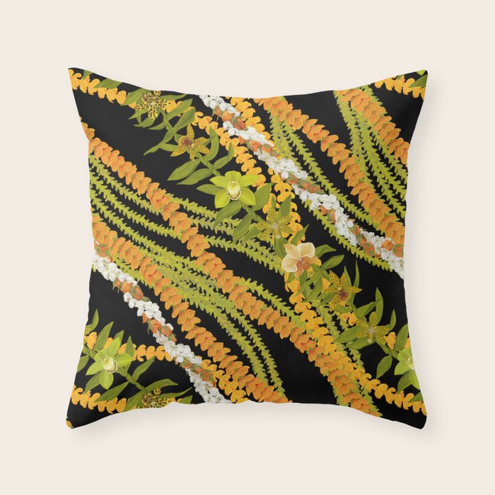 Diagonal Lei with more pakalana to add more green to the design Throw Pillow Gallery Image 6