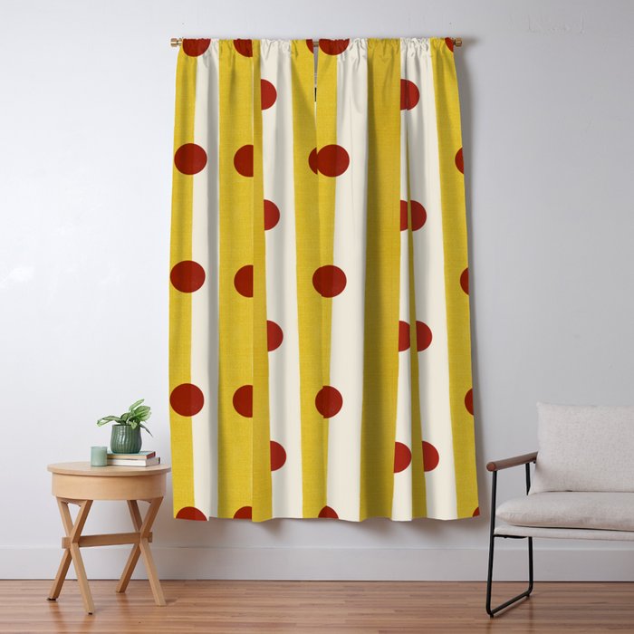 Yellow Stripes and Red Dots Pattern with Texture Window Curtain Gallery Image 5