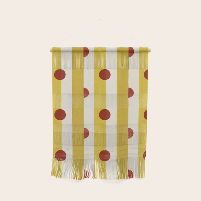 Yellow Stripes and Red Dots Pattern with Texture Wall Hanging Gallery Image 1