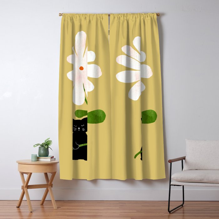 Cat with flower Window Curtain Gallery Image 5
