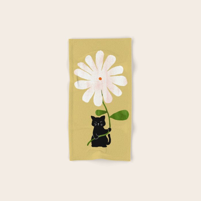 Cat with flower Bath Towel Gallery Image 1