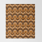 Brown, Orange and Ivory Wavy Lines Retro Pattern Throw Blanket Gallery Image 2