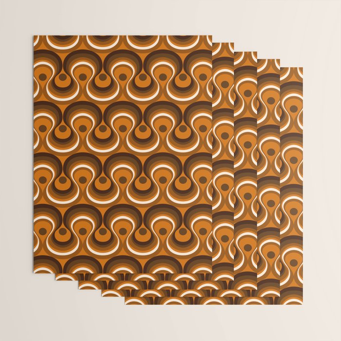 Brown, Orange and Ivory Wavy Lines Retro Pattern Wrapping Paper Gallery Image 3