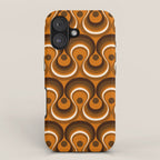 Brown, Orange and Ivory Wavy Lines Retro Pattern iPhone Case Gallery Image 1