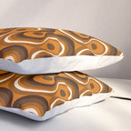 Brown, Orange and Ivory Wavy Lines Retro Pattern Pillow Sham Gallery Image 3