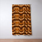 Brown, Orange and Ivory Wavy Lines Retro Pattern Window Curtain Gallery Image 3