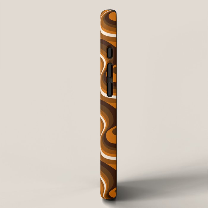 Brown, Orange and Ivory Wavy Lines Retro Pattern iPhone Case Gallery Image 2