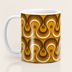 Brown, Orange and Ivory Wavy Lines Retro Pattern Coffee Mug Gallery Image 3