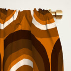 Brown, Orange and Ivory Wavy Lines Retro Pattern Window Curtain Gallery Image 2