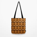 Brown, Orange and Ivory Wavy Lines Retro Pattern Tote Bag Gallery Image 2