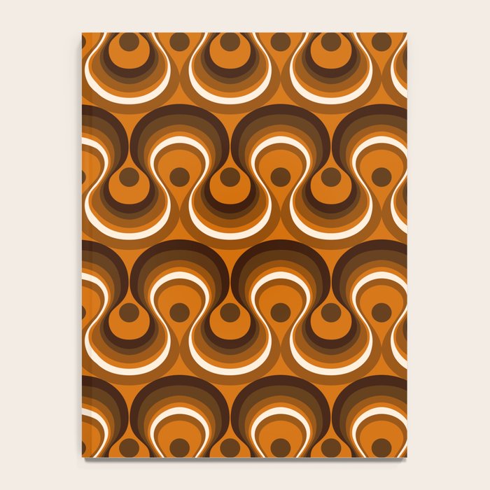 Brown, Orange and Ivory Wavy Lines Retro Pattern Notebook Gallery Image 4