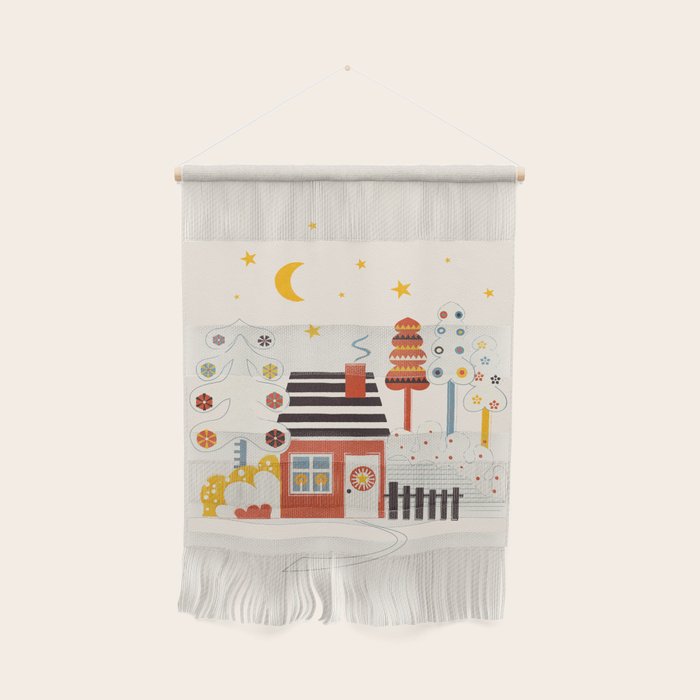 Christmas Winter Hut Illustration Wall Hanging Gallery Image 1