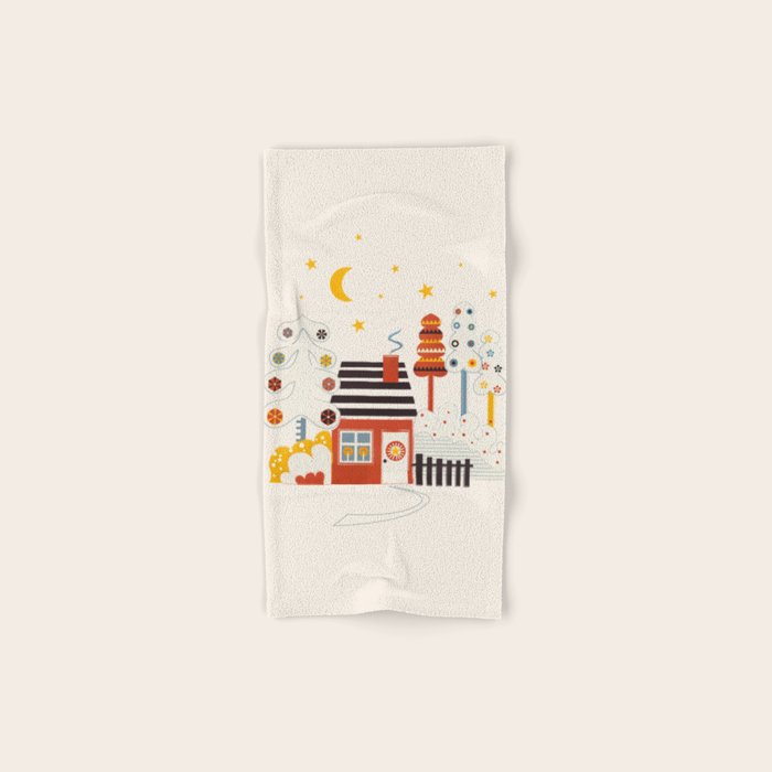 Christmas Winter Hut Illustration Bath Towel Gallery Image 1