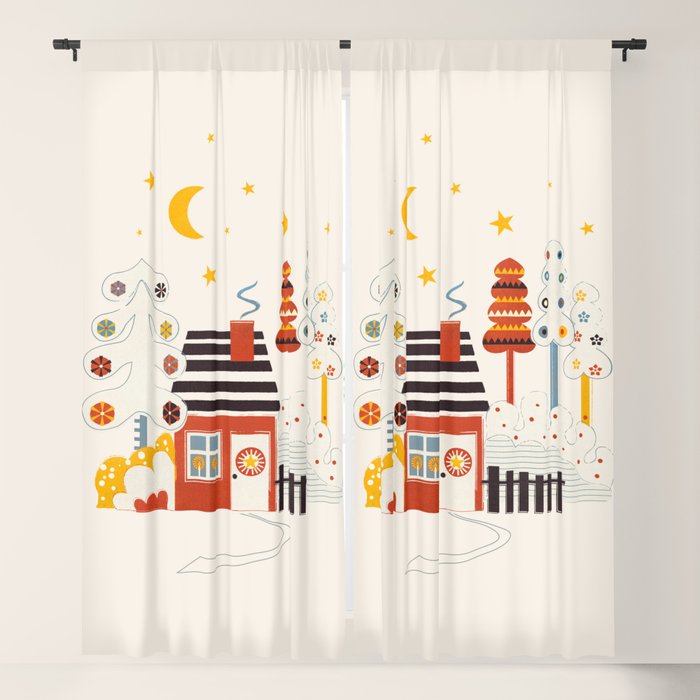 Christmas Winter Hut Illustration Window Curtain Gallery Image 5