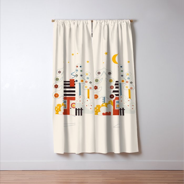 Christmas Winter Hut Illustration Window Curtain Gallery Image 3