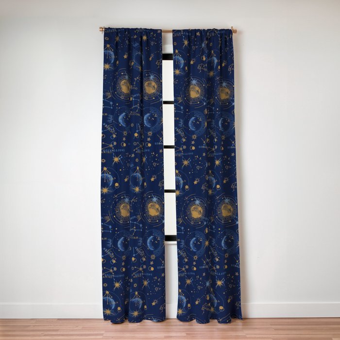 Dark blue zodiac abstract YB Window Curtain Gallery Image 3