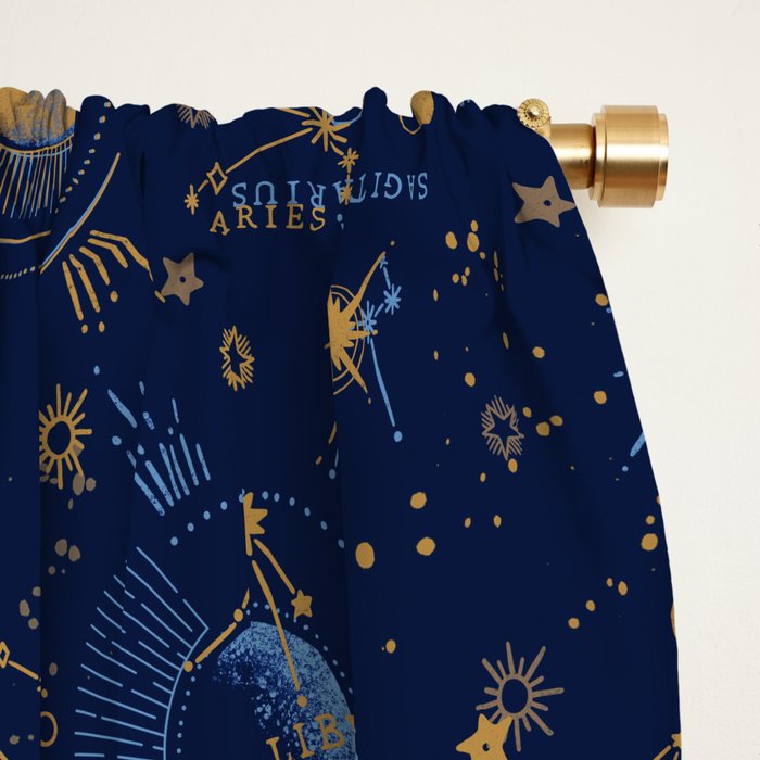 Dark blue zodiac abstract YB Window Curtain Gallery Image 2