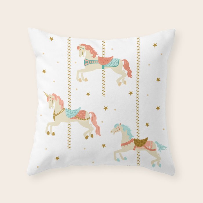 Carousel Horses Throw Pillow Gallery Image 6