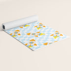 Space rocket cartoon checkered pattern Yoga Mat Gallery Image 2