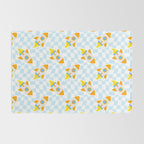Space rocket cartoon checkered pattern Rug Gallery Image 2