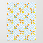 Space rocket cartoon checkered pattern Poster Gallery Image 4