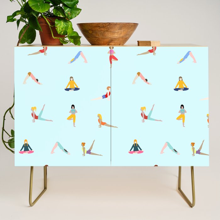 Yoga poses pattern Credenza Gallery Image 1