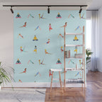 Yoga poses pattern Wall Mural Gallery Image 1