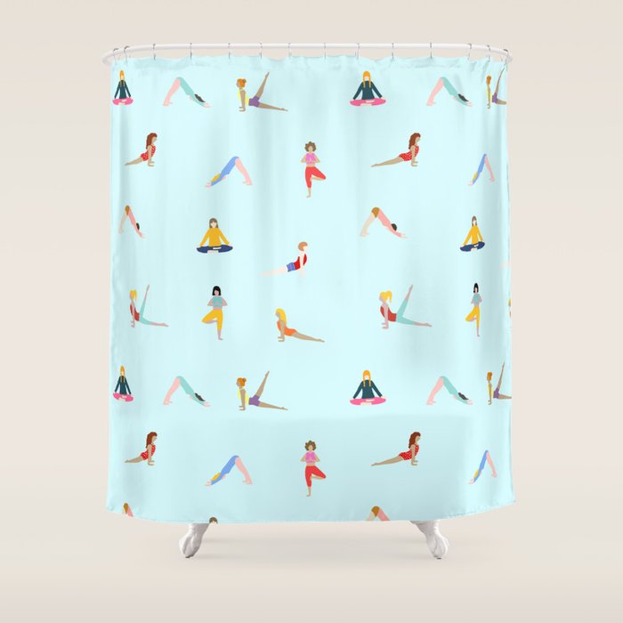 Yoga poses pattern Shower Curtain Gallery Image 1