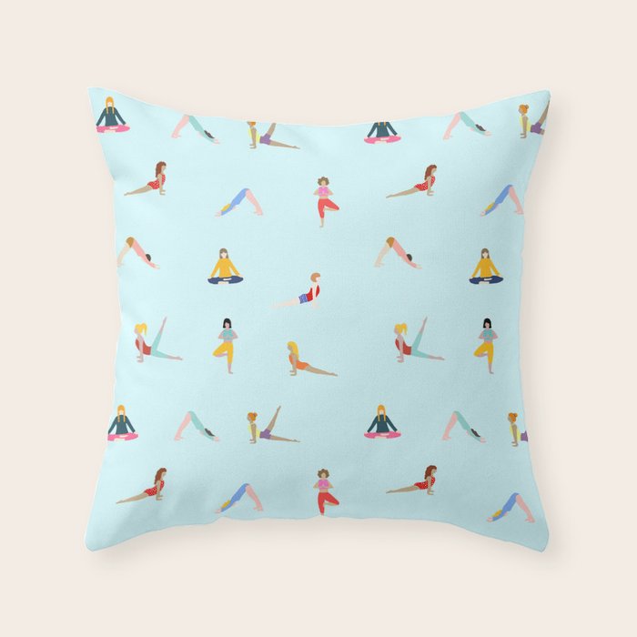 Yoga poses pattern Throw Pillow Gallery Image 6