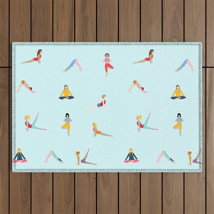 Yoga poses pattern Outdoor Rug Gallery Image 1