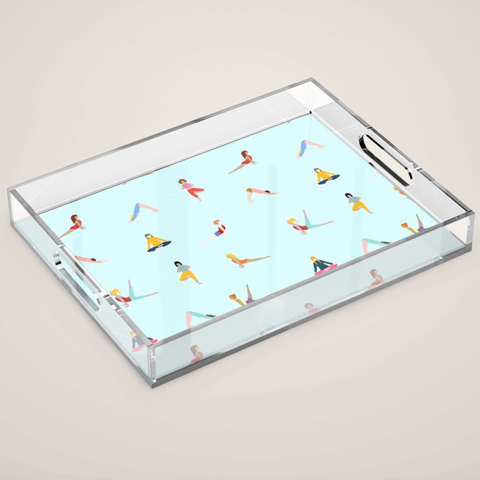 Yoga poses pattern Acrylic Tray Gallery Image 1