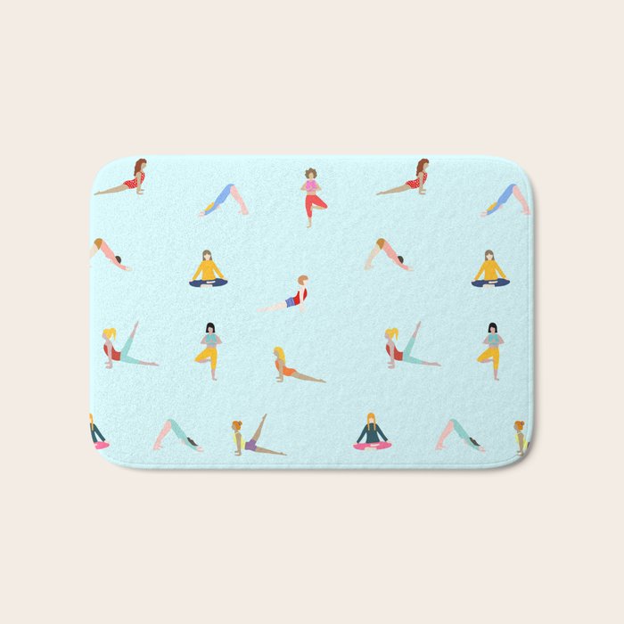 Yoga poses pattern Bath Mat Gallery Image 1