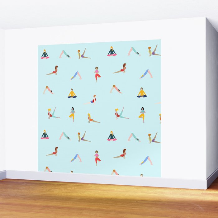 Yoga poses pattern Wall Mural Gallery Image 2