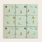 Yoga poses pattern Wood Wall Art Gallery Image 1