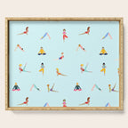 Yoga poses pattern Serving Tray Gallery Image 1