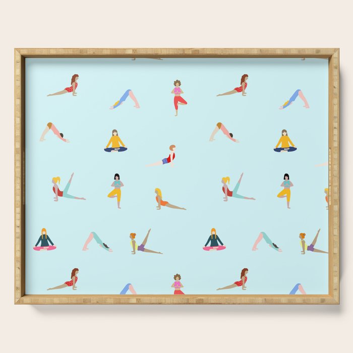 Yoga poses pattern Serving Tray Gallery Image 1