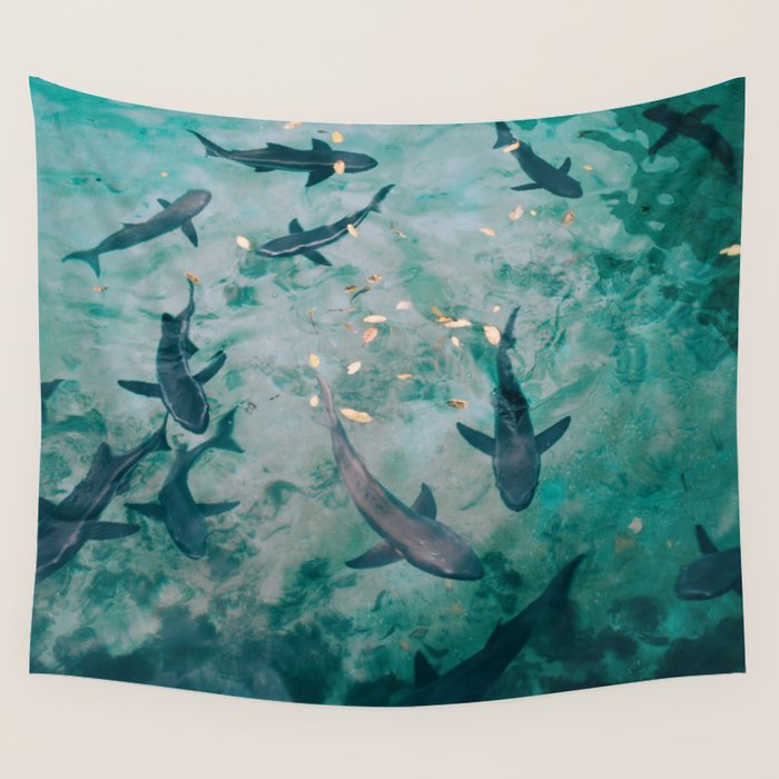 Shoal of Sharks (Color) Wall Tapestry Gallery Image 4