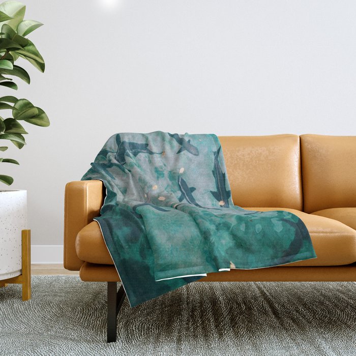 Shoal of Sharks (Color) Throw Blanket Gallery Image 1