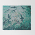Shoal of Sharks (Color) Throw Blanket Gallery Image 2