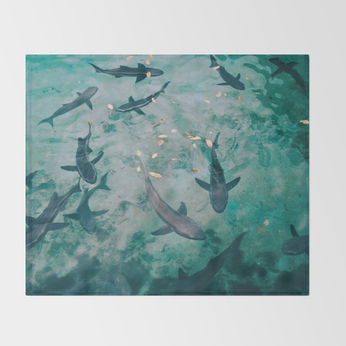 Shoal of Sharks (Color) Throw Blanket Gallery Image 2