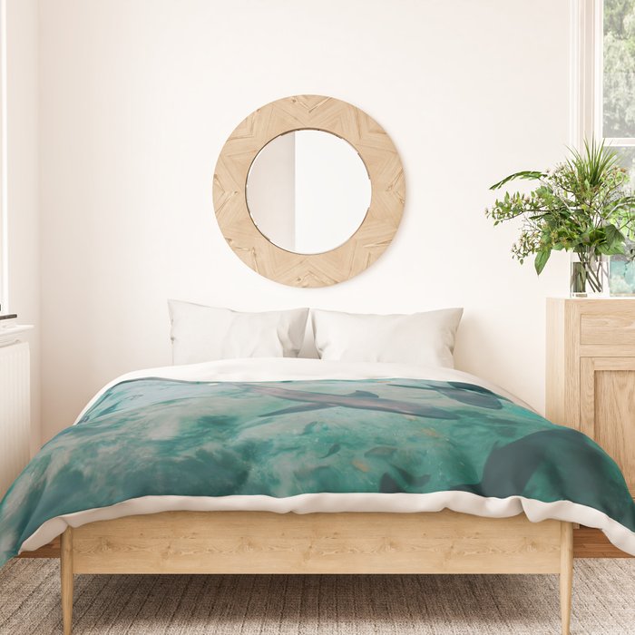 Shoal of Sharks (Color) Duvet Cover Gallery Image 3