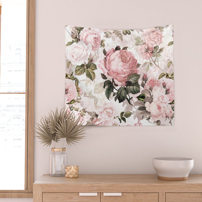 Vintage & Shabby Chic - Sepia Pink Roses  Wall Tapestry Gallery Image 2