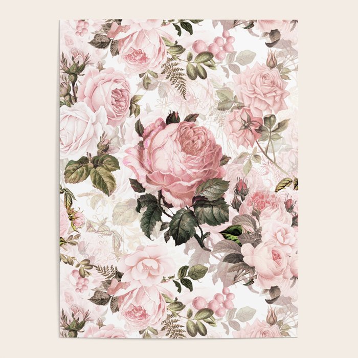 Vintage & Shabby Chic - Sepia Pink Roses  Poster Gallery Image 1