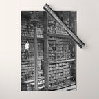A book lovers dream - Cast-iron Book Alcoves Cincinnati Library black and white photography Wrapping Paper Gallery Image 1