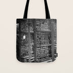 A book lovers dream - Cast-iron Book Alcoves Cincinnati Library black and white photography Tote Bag Gallery Image 1
