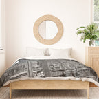 A book lovers dream - Cast-iron Book Alcoves Cincinnati Library black and white photography Duvet Cover Gallery Image 3