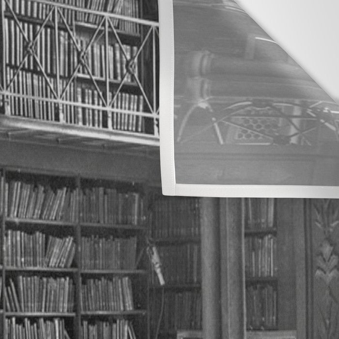 A book lovers dream - Cast-iron Book Alcoves Cincinnati Library black and white photography Wall Tapestry Gallery Image 3