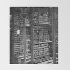 A book lovers dream - Cast-iron Book Alcoves Cincinnati Library black and white photography Throw Blanket Gallery Image 2